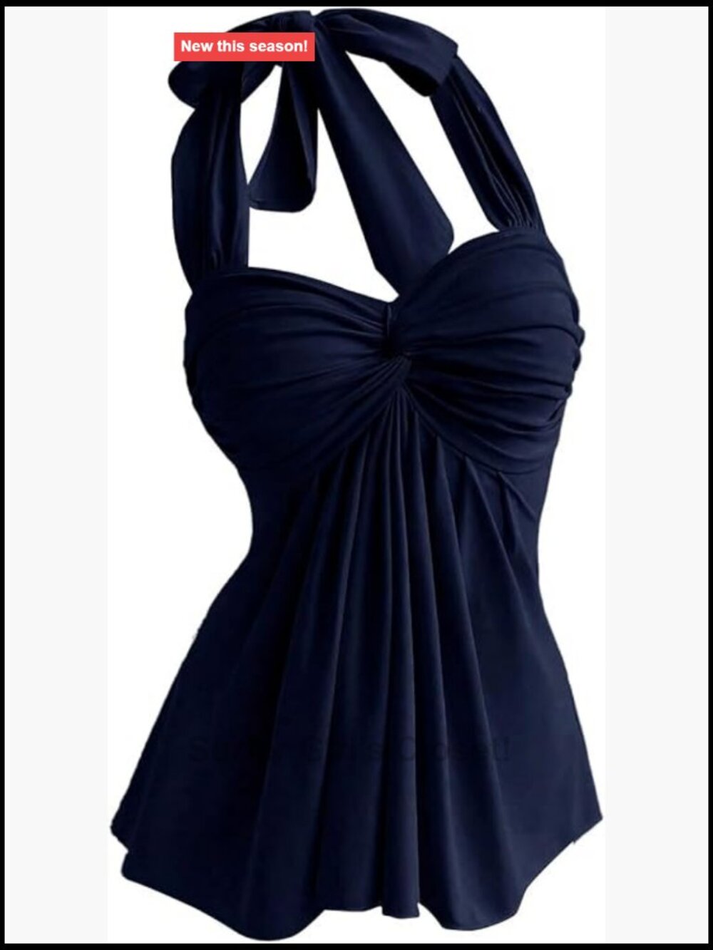 Women's Sleeveless Halter Neck Tank Top High Stretch Tie Backless Ruffle